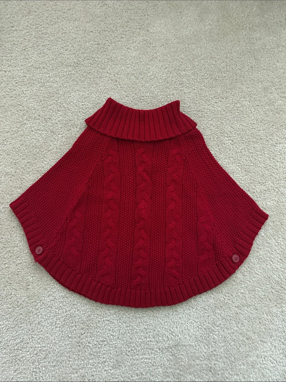 Carter's Girl’s Red Cable-Knit Turtleneck Poncho